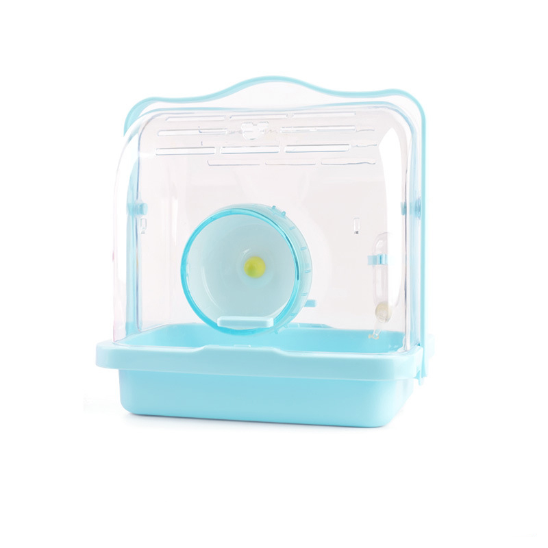 Esquilo transparente de plástico em gaiola para viagens, 27*20.3*28.2cm, esquilo ouriço, casa de viagem, portátil com caixa carregadora de animais de estimação pequena, 1 peça: sky blue