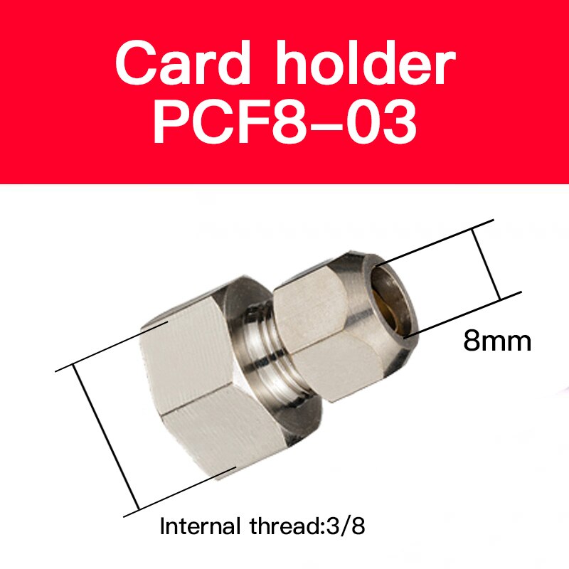 1pc Pneumatic Brass tube ferrule quick-screw connector internal thread straight through PCF4/6/8/10