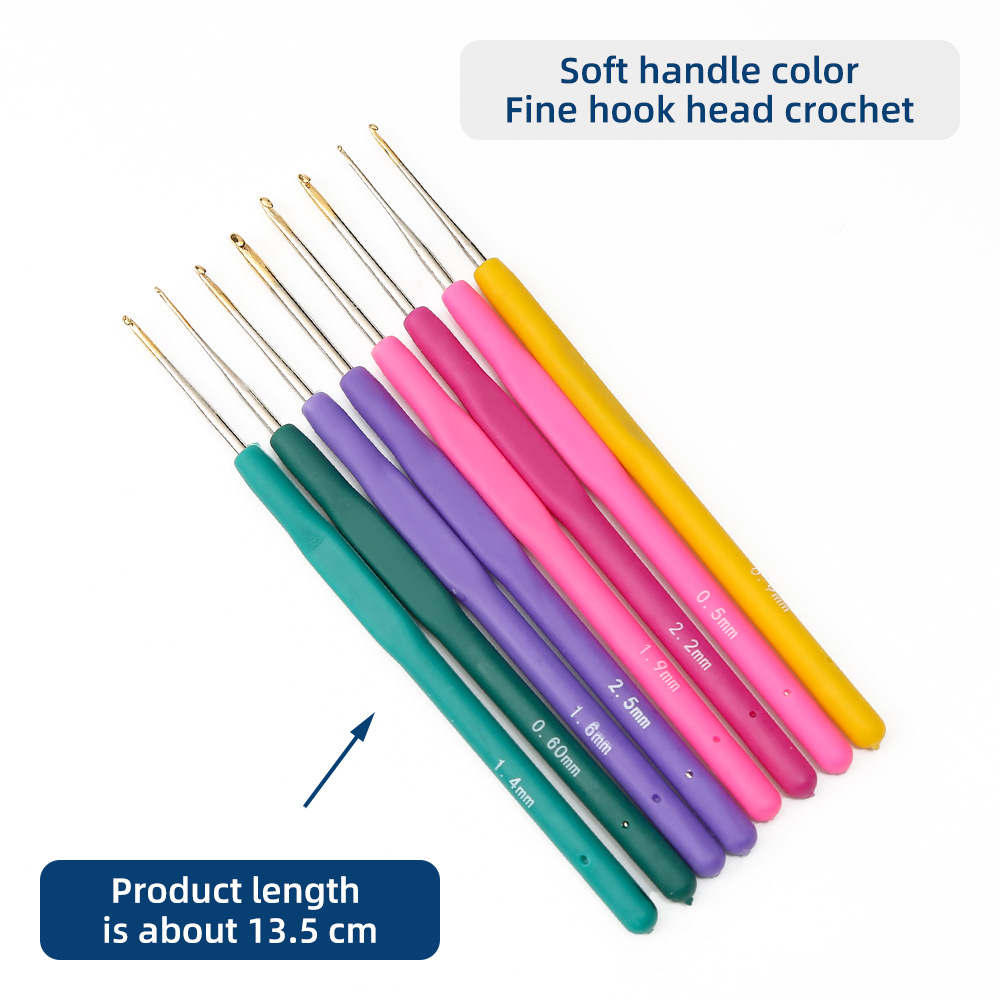 Crochets à poignée en caoutchouc souple, artisanat de tissage, kit de tricotage de fil, crochet à dentelle à aiguille, accessoires d'outils de couture, 0.5mm-2.8mm, 1 pièce