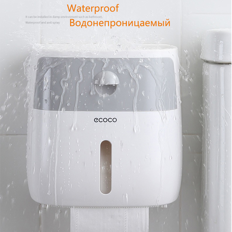 ecoco Wall-Mounted Tissue Box, Waterproof Tissue Dispenser, Paper Towel Holder, Bathroom Tissue Box with Drawer,Bathroom Storage