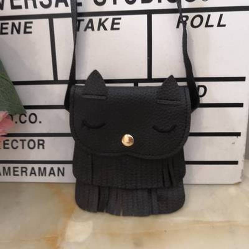 Cute Kids Purses and Handbags Coin Purses for Baby Girls Tassel Small Cat Shoulder Bag Mini PU Messenger Bag Wallet Women Bags