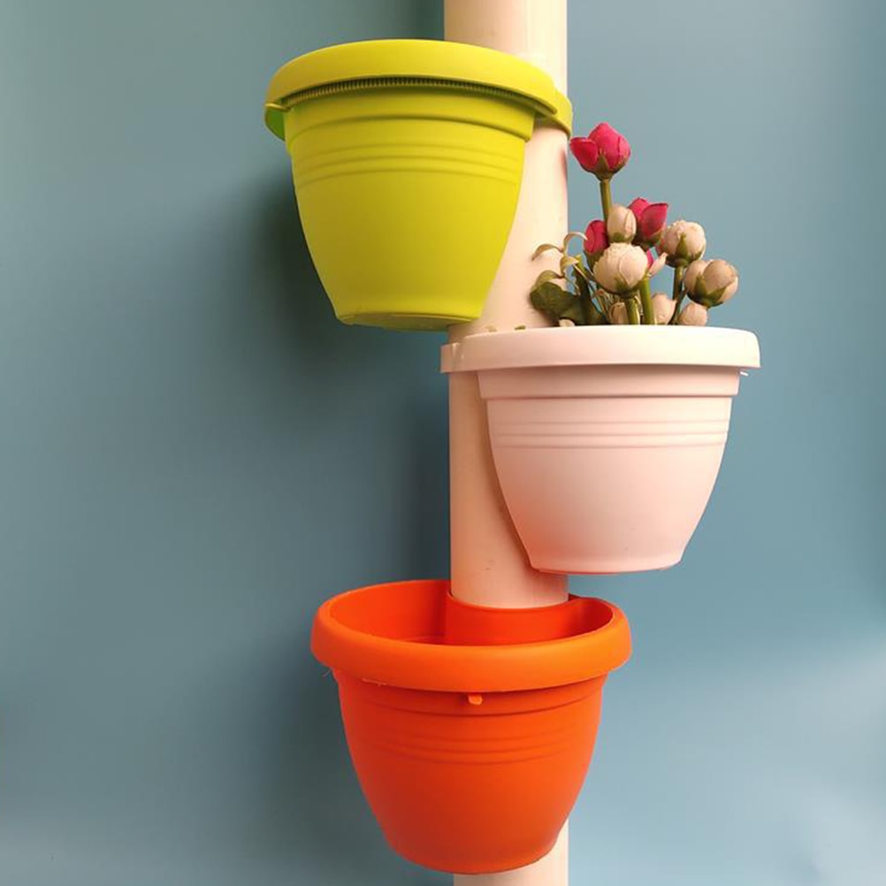 3Pcs/Set Drain Pipe Flower Pots Tubs Gutter Downspout Flowerpot for Plants and Flowers (Size S/L)