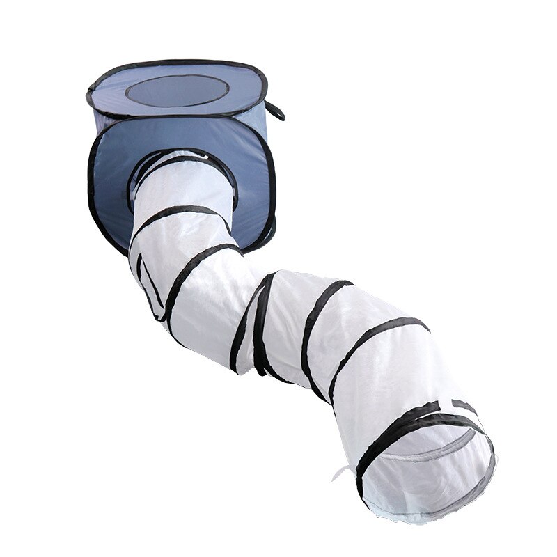 Túnel de gato de 3 agujeros, Gato S, broca de forma cilíndrica, carpa interactiva de entrenamiento para gatos, juguetes para mascotas para interior y exterior, túnel plegable para gatos: Gray