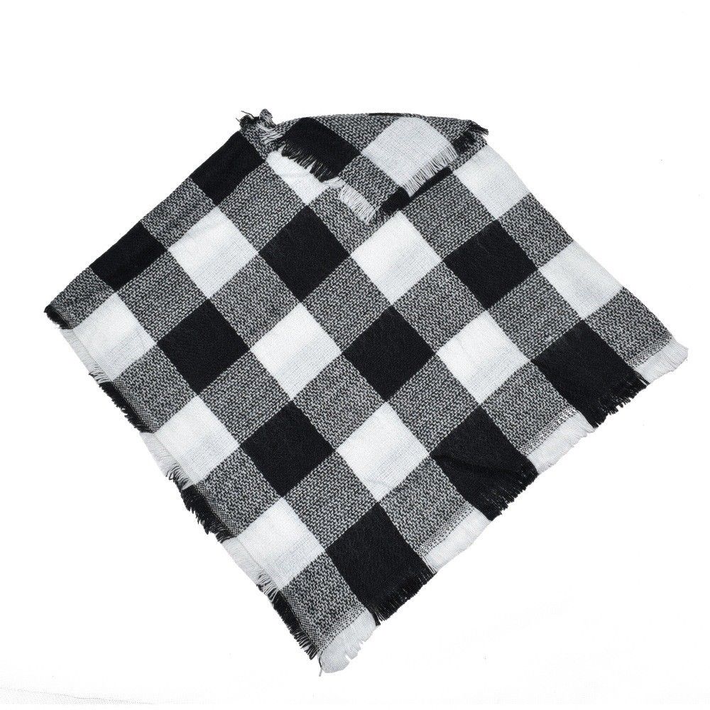 Baby Stuff Accessories Toddler Baby Girl Boy Winter Warm Plaid Wool Scarf Tippet Tassel Coat Shawl Outfit 3-5 Years Kid: Black White Plaid