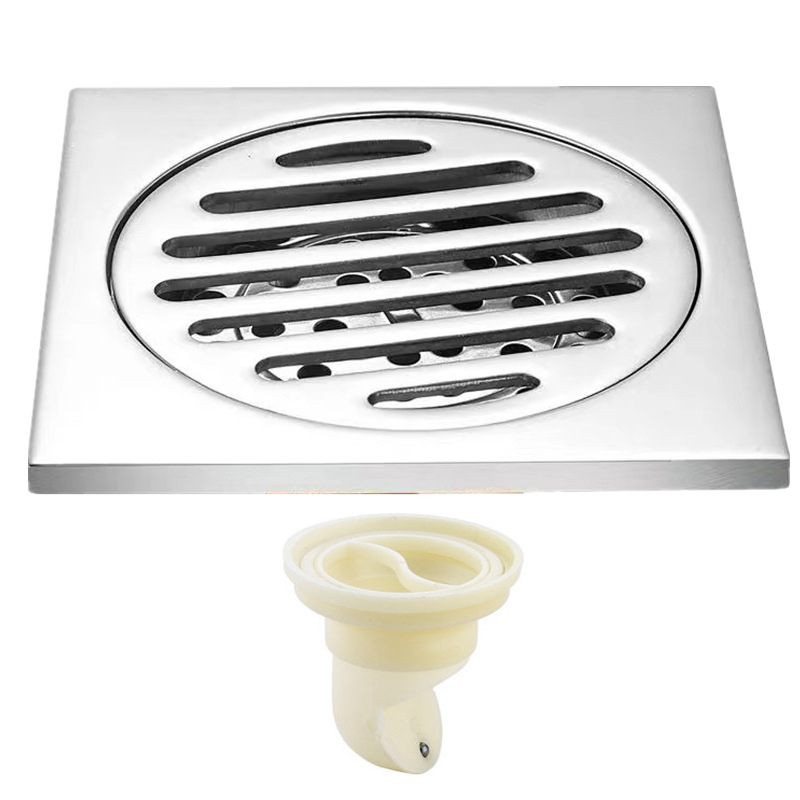 Drenaje de suelo de acero inoxidable 304 grueso, 6cm, baño, a prueba de olores e insectos, sello de agua profunda, drenaje de suelo de doble uso: Large side row B