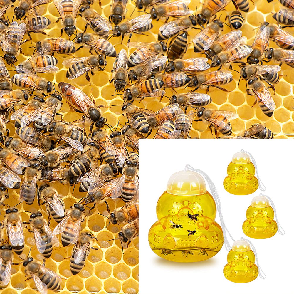 4Pcs Wesp Val Voor Outdoor Plastic Herbruikbare Hornet Geel Jas Bee Insectenvallen Opknoping Afschrikmiddel Voor Buiten
