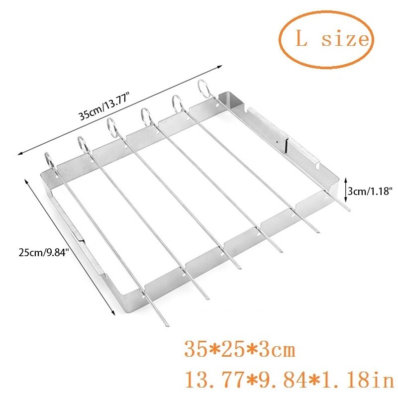 Support de brochettes de barbecue en acier inoxydable, pliable et Durable, avec 6 pièces: L size