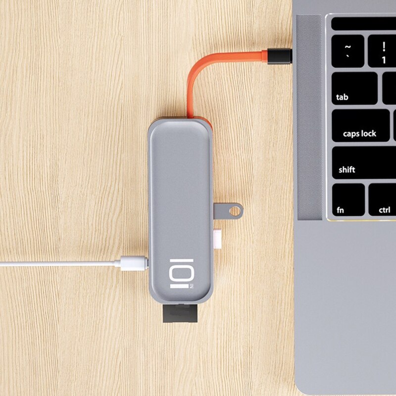 USB C Hub 10 in 1 Aluminum USB C Dock Station with USB 3.0 Ports SD/TF Card Splitter PD Hub for PC Laptops Computer