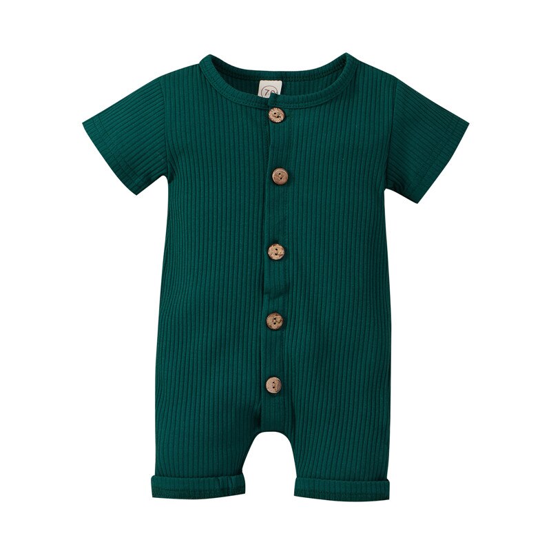 Bbay Boys Girls Casual Romper Solid Color Round Collar Short Sleeve Jumpsuits One-pieces for Boys and Girls Infant Clothing: E / 12M