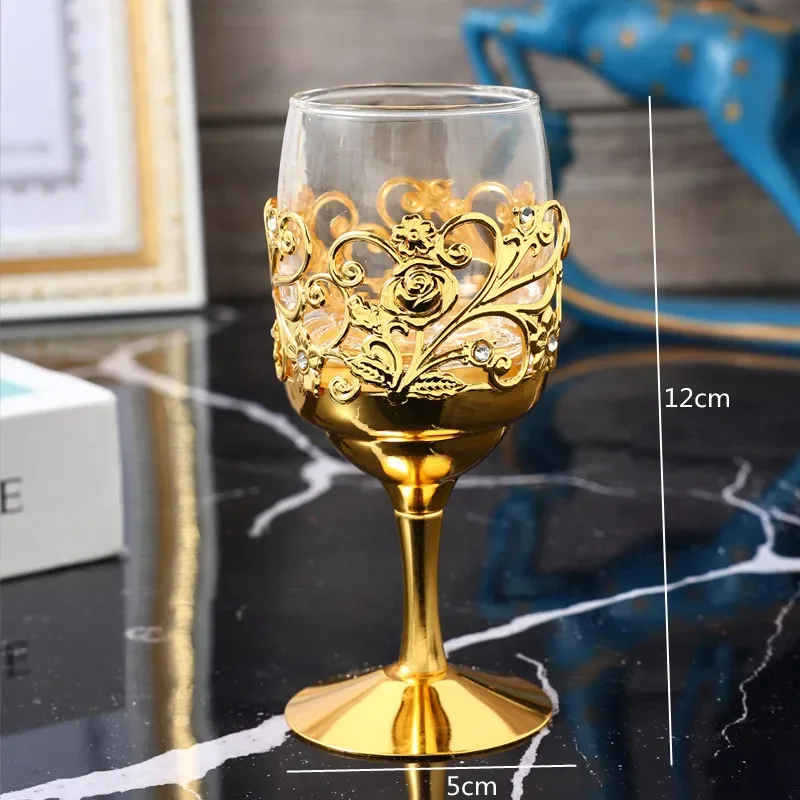Copas de vino creativas Retro de Ramadán, copa de Vodka, licor, licores, flores doradas, copa de vino de boda de estilo europeo, Vasos
