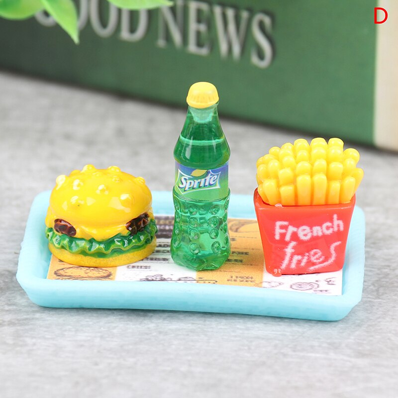 Dollhouse Trays Plates Mini Hamburg Food Dishes Kitchen Tableware Decor Toy for children Girls For Dollhouse Accessories: D