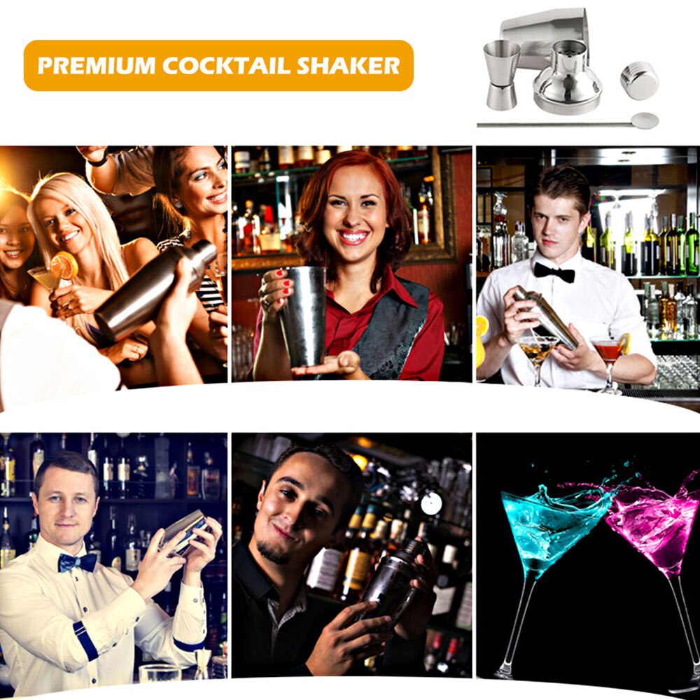 Ensemble de 12 shakers à Cocktail de 750ml, cuillère à mélanger avec Jigger, pince, outils de bar avec support de rangement en bois, barres pour boissons mélangées