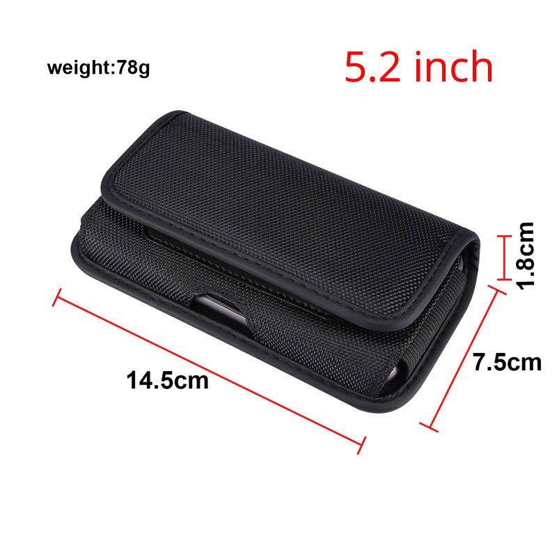 4.7-7.2inch Mobile Phone Waist Bag for Samsung s20 ultra S10E S9 S8plus Holster Belt Clip Pouch for iPhone12 11 pro X XS MAX 7 8: 5.2 inch