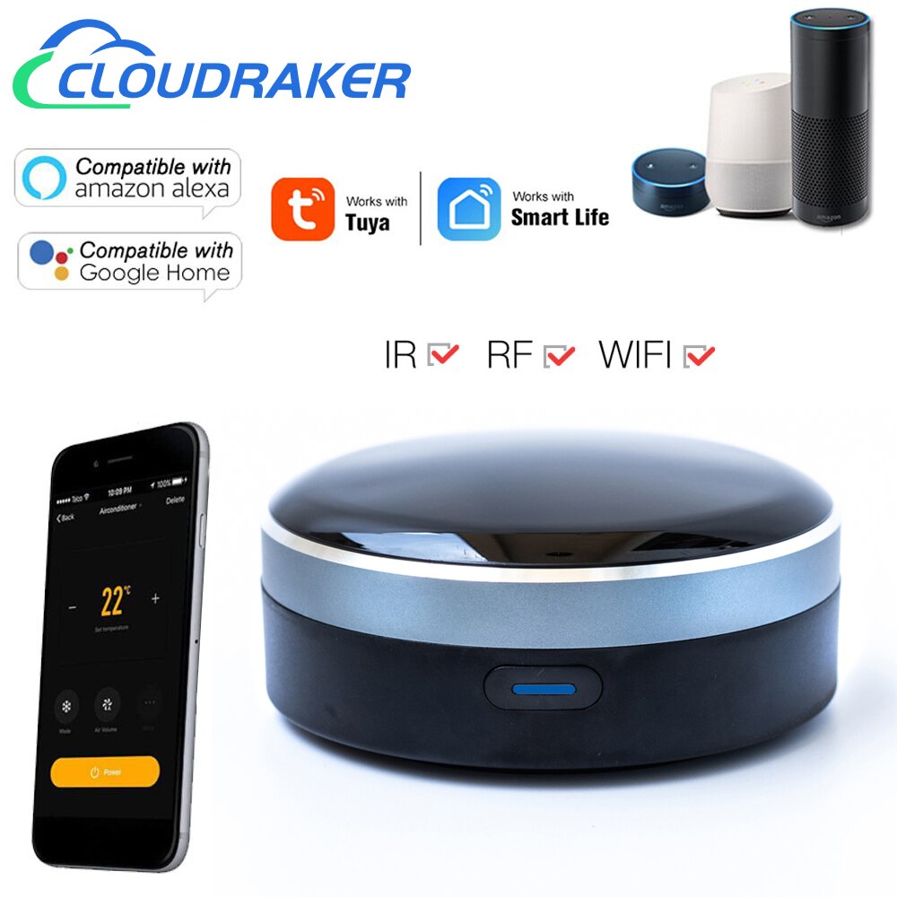 Tuya-Control remoto inteligente RF IR 2 en 1, mando A distancia Universal para persianas enrollables de TV A/C, funciona con Alexa, Siri y Google Home