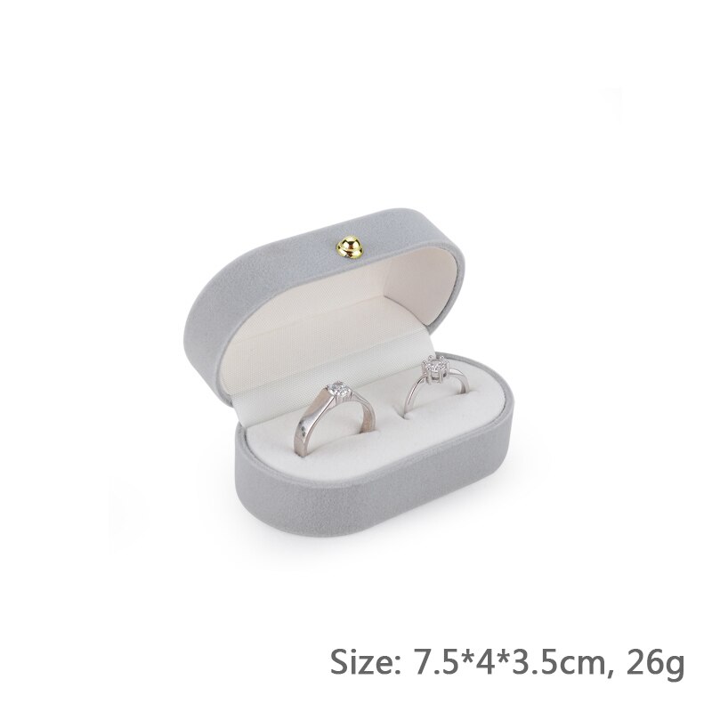 Velvet Trinket Box Ring Box Jewelry Organizer Double Rings BoxJewelry Box Wedding Box Joyeros Organizador De Joyas: Grey