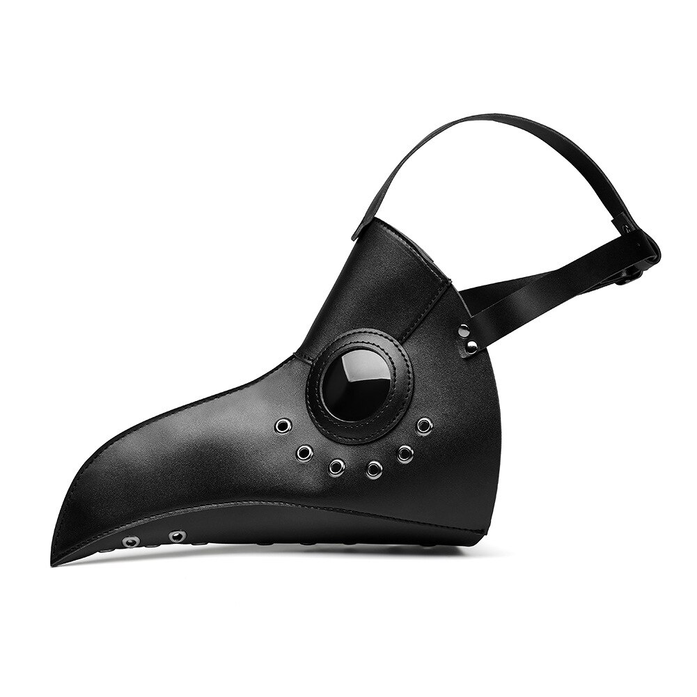 Hvid sort pest læge pu læder maske halloween fugl lang næse næb steampunk masker