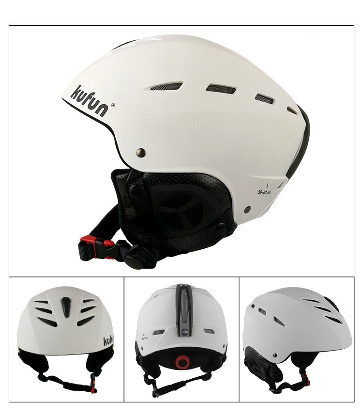 Kufun skidhjälm snowboardhjälm skidhjälm snö vinter barn vuxna skateboard skateboard barn formgjutna män kvinnor: Vit / M (55-58cm)