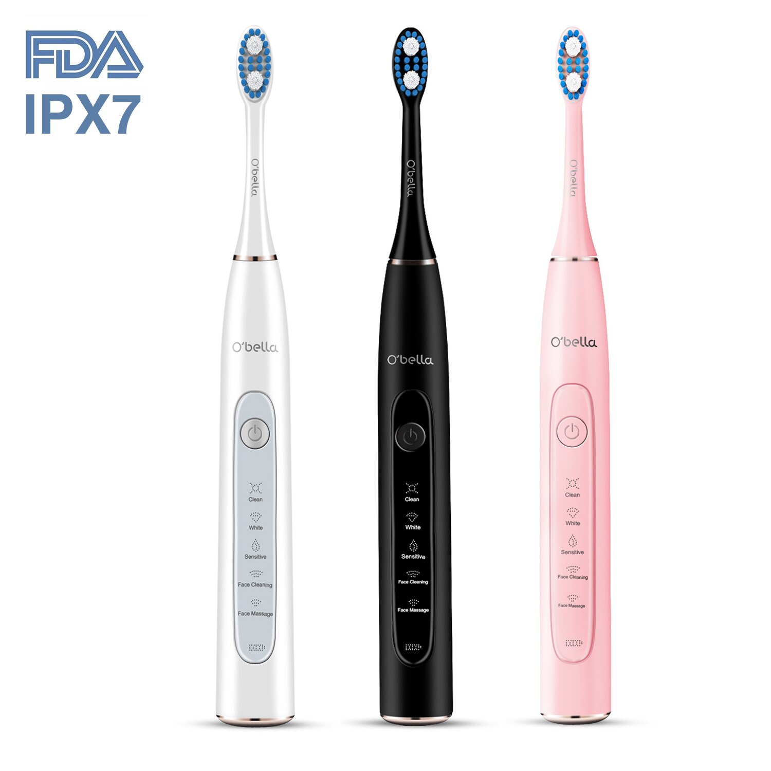 O'bella T10 Electric Toothbrush USB Rechargeable Sonic Electrric Toothbrush Upgraded Ultrasonic Toothbrush Face brush