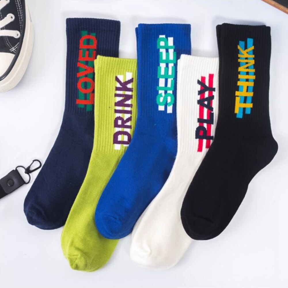Men's socks spring trendy socks hip-hop socks cotton skateboard English street dance socks women men's street socks