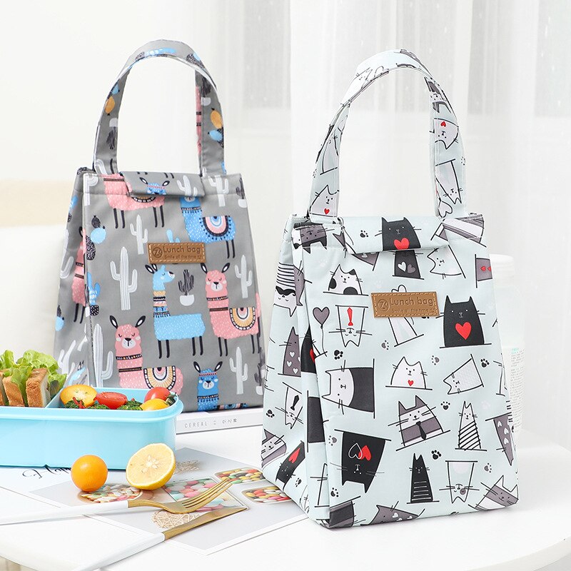 Oxford Cooler lunch bag cute cat multicolor bags women waterproof hand pack thermal breakfast box portable picnic travel