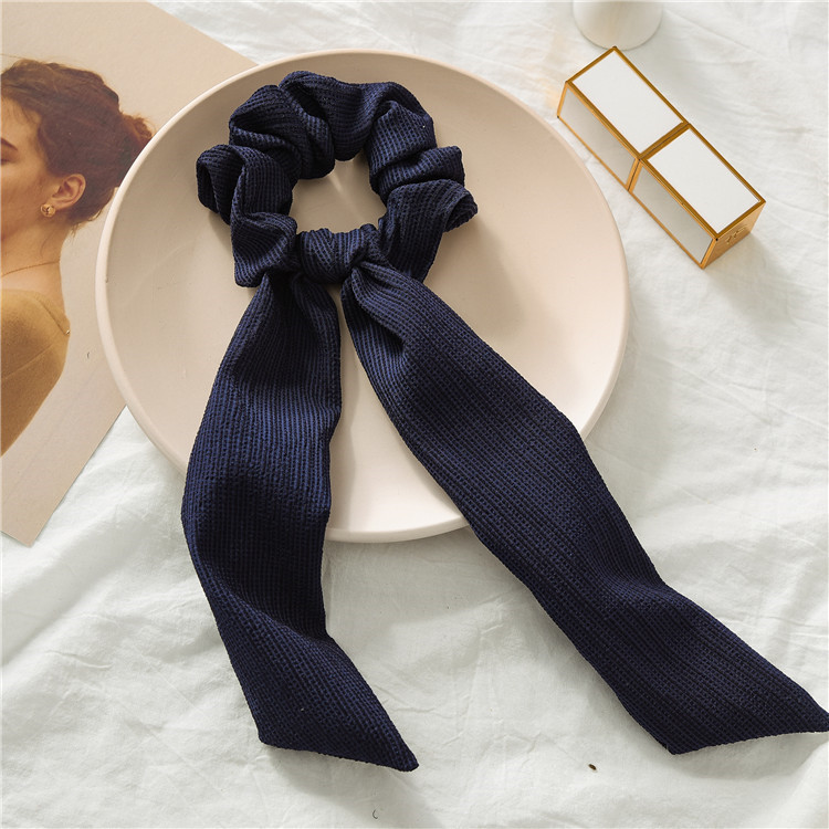 pañuelos para el pelo scrunchies diademas Coletero de seda Simple para mujer, cinta elástica suave, banda de goma para el pelo, accesorios para el cabello para niña lazos pelo niña gomas adornos trabas pelo mujer niña: dark blue 28cm
