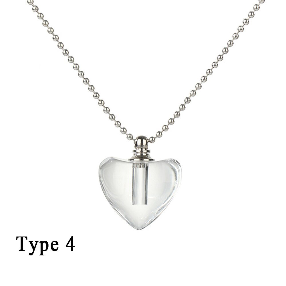 1Pc Mini Glass Bottle Pendant Necklaces Openable Perfume Essential Oil Stainless Steel Chain Vial Necklace For Women Jewelry: B-Type 4