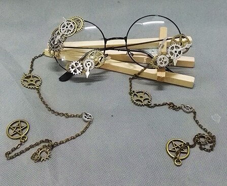 Stile Barocco retrò Lolita Occhiali con la Catena di Ingranaggi Manuale Gotico punk Occhiali