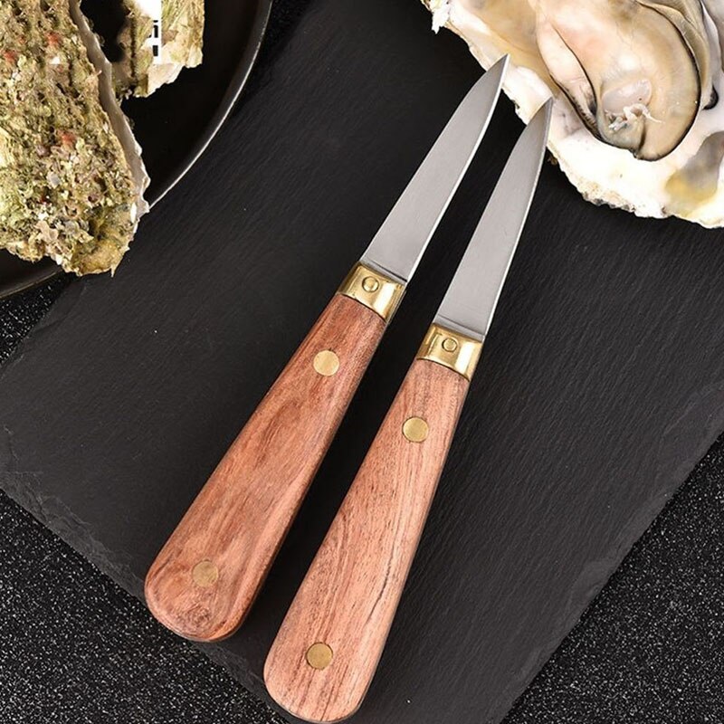 1PC Edelstahl Holzgriff Auster Messer Für Meeresfrüchte Jakobsmuschel Shucking Messer Hülse Öffner Werkzeuge Auster Messer 16,5 cm