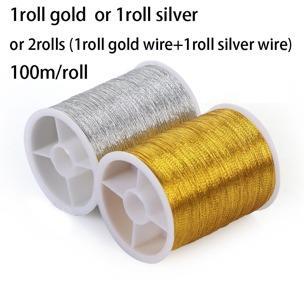 100 metres Spool Crafts Handmade DIY Embroidery Thread Cross Stitch gold wire Sewing Machine