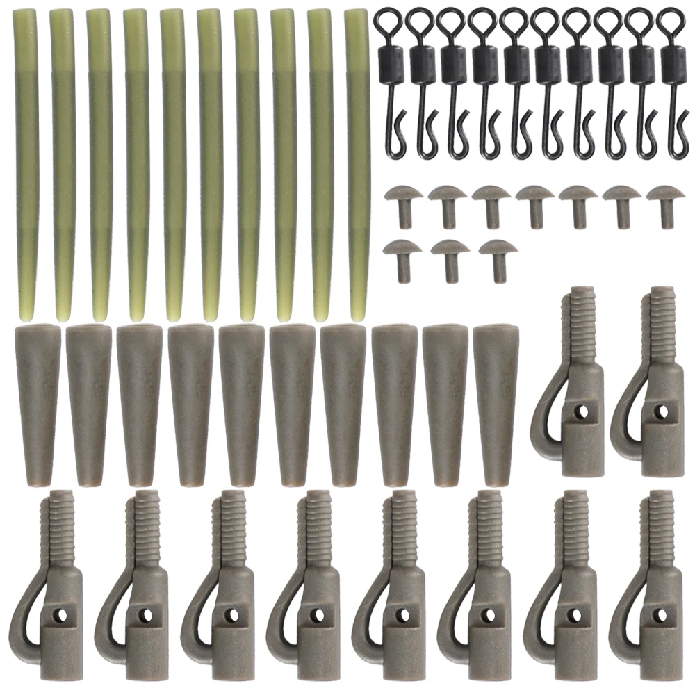 Hirisi Pinzas de plomo de seguridad para pesca de carpa, cono de goma de cola, manga antienredos, eslabones de cambio rápido, accesorios de pesca, M5-1 de aparejo, 40 piezas