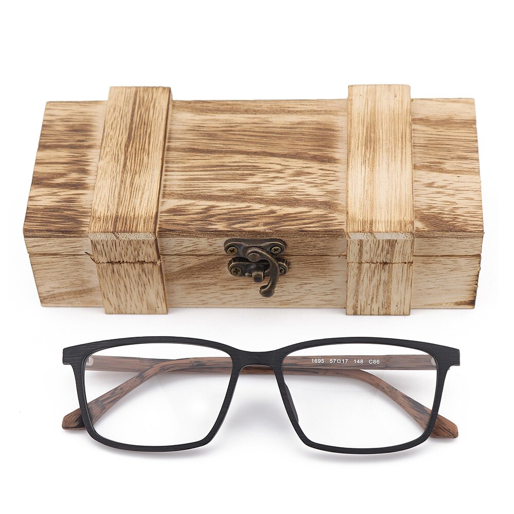 HDCRAFTER Wooden Prescription Frame Glasses for Men Optical Myopia Eye Glasses Frame Clear Full Frame Eyeglasses Spectacles