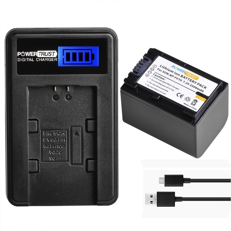 Cargador de batería de NP-FV70 para videocámara Sony FDR-AX53 AX700 AX33/B, HDR-CX455/B, CX675/B, CX900, PJ340, PJ540, PJ670/B, PJ810, Handycam: 1 Pack kit