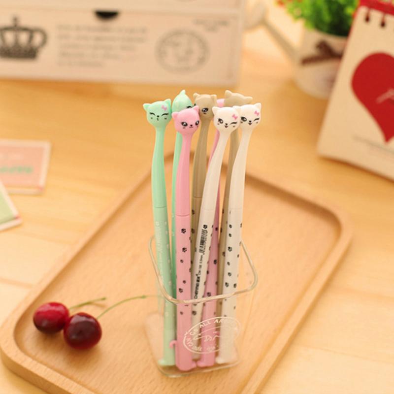 Kreative Schreibwaren Gel Stift Nette Cartoon Hoch Katze Wasser Schwarz Core Braun Rosa Weiß Blau Neuheit Einfach Zu Schreiben Student TSLM1