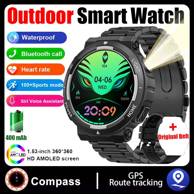 Iluminação LED ao ar livre relógio inteligente para homens, Huawei, chamada Bluetooth, bússola, IP68, 3ATM, nadar à prova d'água, faixa GPS Smartwatch, novo, 2022: Rosa