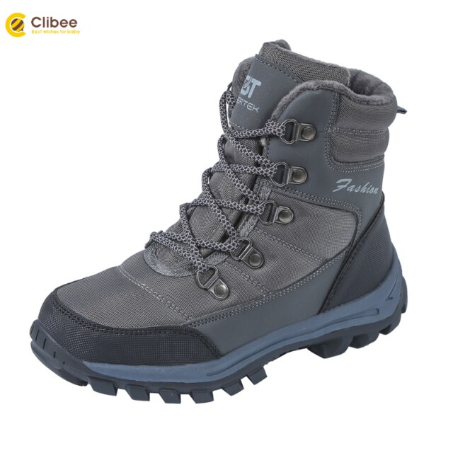 Clibee – bottes de randonnée en laine et caoutchouc pour enfant, chaussures d'extérieur, mi-mollet, imperméables, hiver: GREY / 37