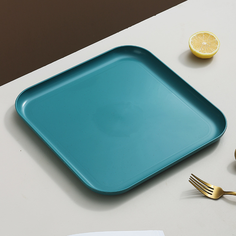 Inyahome Set of 1/4/10 Wheat Straw Square Dinner Dish Snack Dessert Plates for Vegetable Fruit Cake Bread Serving Plate Tray