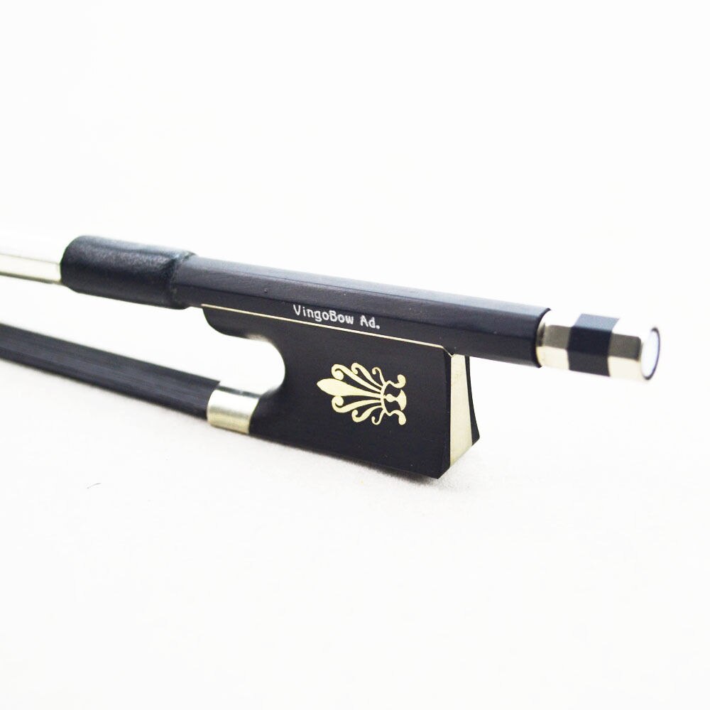 Archet De violon noir en Fiber De carbone, grenouille en ébène De bonne avec Fleur De Lys crinière noire 106VB, , 4/4