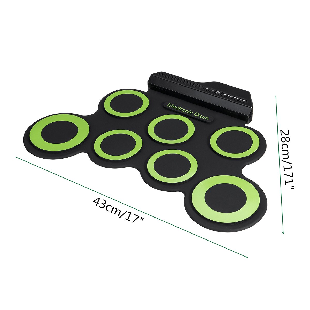 Vouwen Siliconen Elektrische Drum Pad Kit Digitale Usb Roll Up Drum Set Met Drumstokken Voetpedaal Draagbare Elektronische Drum