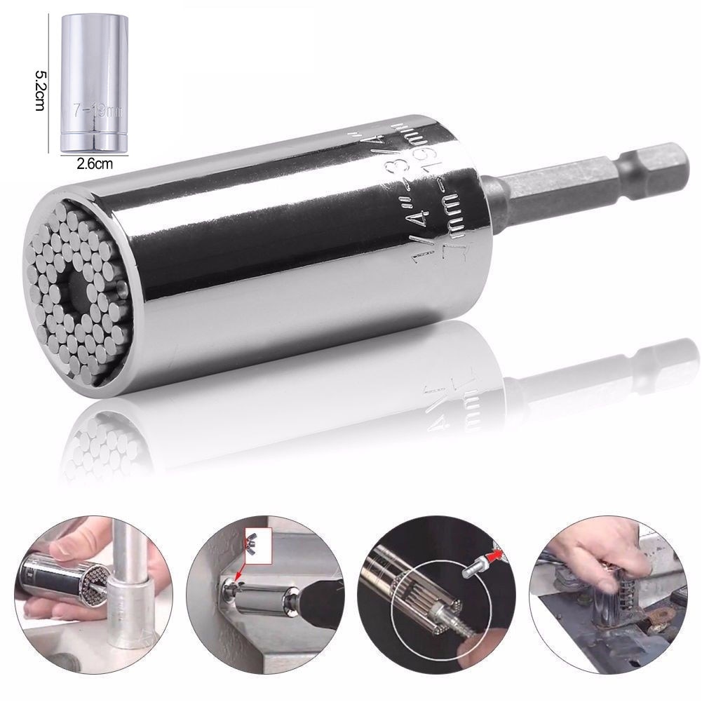 Multi-function Gator Grip Universal Socket Wrench Power Drill Adapter 2 Piece Set Nut Bolt Tool