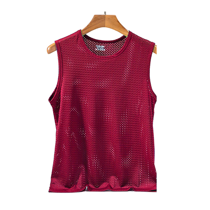 Camiseta interior de seda de hielo para hombre, ropa interior transparente, moldeador de cuerpo, lucha libre, Fitness, malla transpirable: XXL / Azul