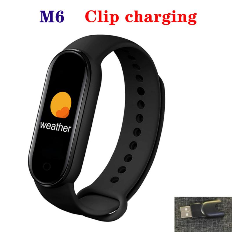 M6 smart sport band bluetooth skridttæller fitness tracker armbånd puls blodtryk smart ur til huawei xiaomi iphone: B01- sorte  m6