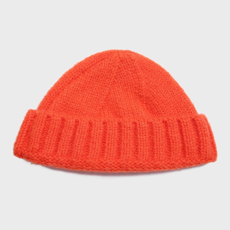 Unisex Ribbed Knitted Cuffed Short Melon Cap Solid Color Melon hat Skullcap Baggy Retro Ski Fisherman Docker Beanie Hat Slouchy: Orange