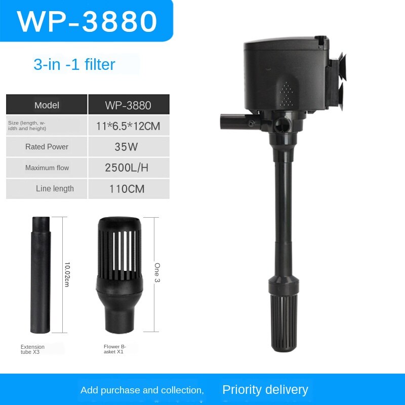 Fish tank submersible pump aquarium mute multi-function filter 3-in-1 small circulating oxygen pump water pump pond 220-240V: An upgrade 35W