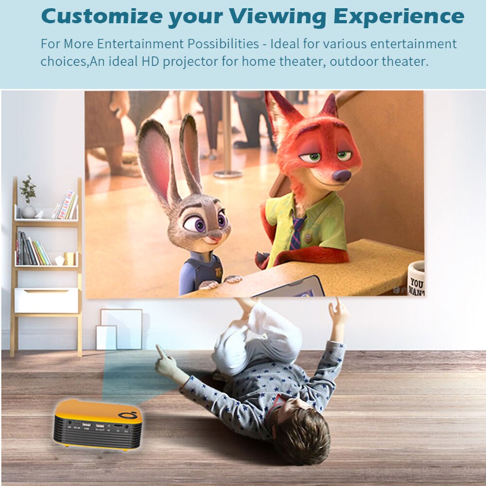 Portable A2000 Mini Projector With Tripod Support 1080P HDMI Micro SD Card USB LCD 50000 Hours Lamp Life Home Video Proyector