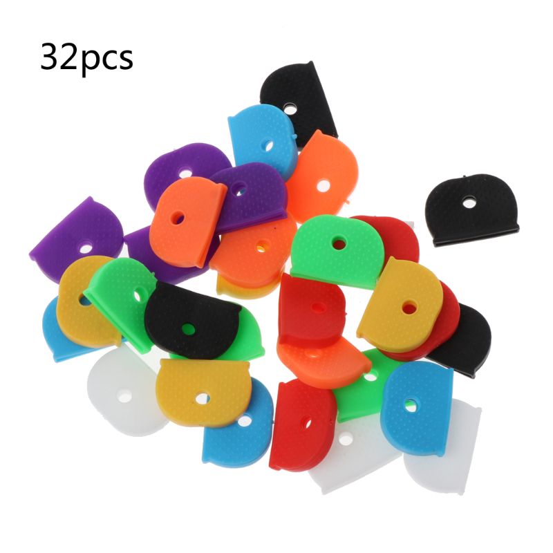 32Pcs Key Cap Tags Label Id Siliconen Codering Kleur Sleutel Identifier Cover 8 Kleuren