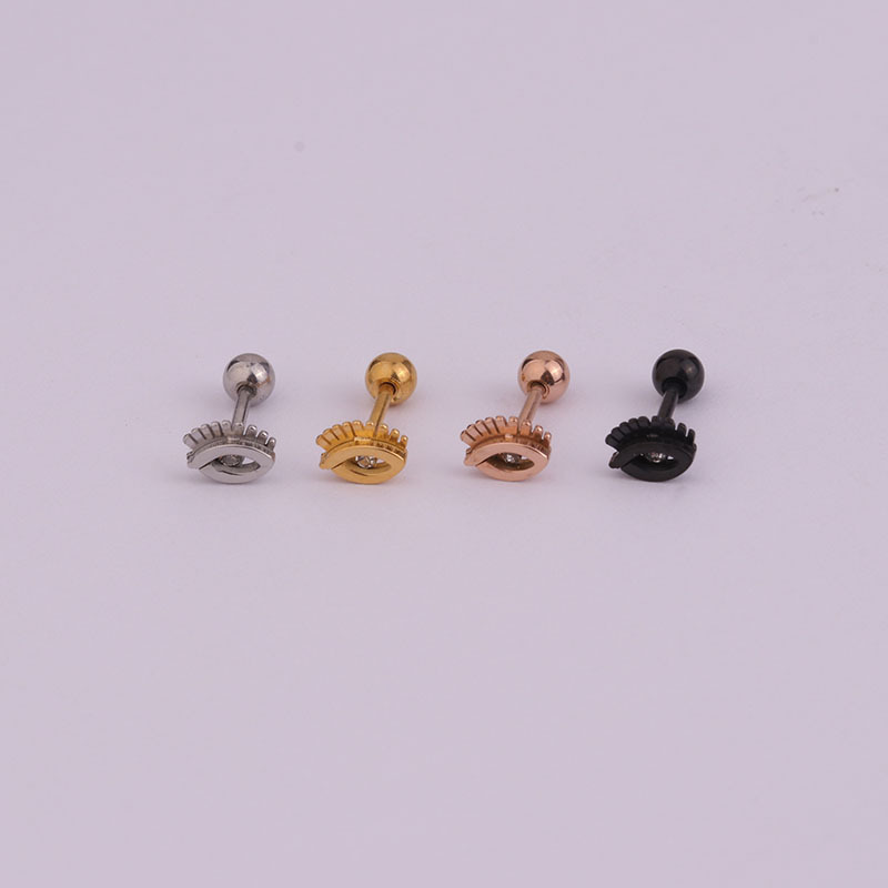 2 Stks/partij 100% Roestvrijstalen Oorpiercing Stud Bliksem Kruis 3 Stippen Slangenvorm Cz Oorkraakbeen Helix Tragus Toren Piercings: WHITE / Black Gun Plated