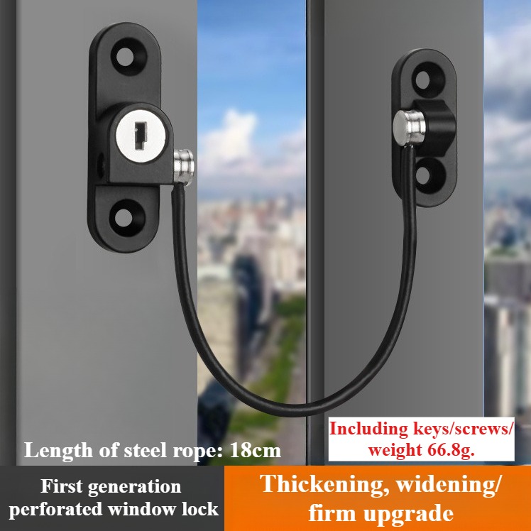 Fechadura de segurança infantil, trava dupla sem perfuração, limitador de janela, alumínio, porta, janela, fechaduras de segurança: Blue