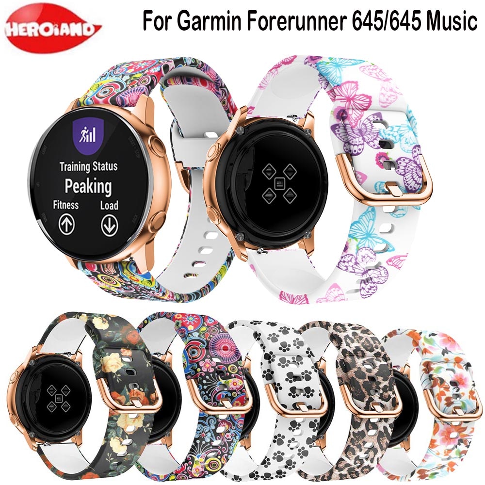 Afdrukken Siliconen Horloge Band Armband Voor Garmin Forerunner 645 245 245M Vervanging Polsband Voor Garmin Vivoactive 3 Bandjes