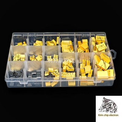 150 unids/lote 15 tamaños 275V 102-105 1nF-1uF X2 Amp condensador conjunto