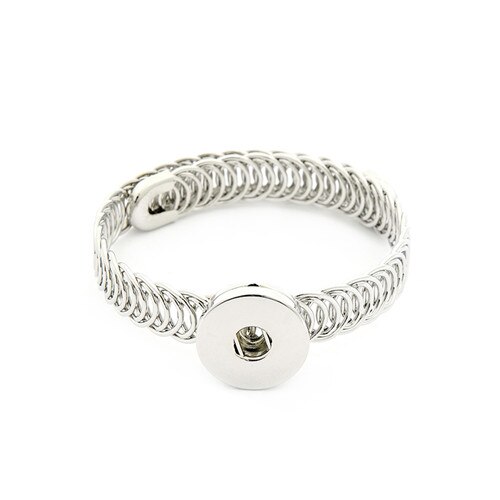 SG0087 Beauty Simple Silver color&amp;Golden metal DIY snap Bracelet Bangle fit 18MM DIY snap buttons jewelry: silver